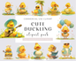 Quirky Duck Clipart PNG, Whimsical Duck, Silly Duck, Sublimation Clip art Cute animals Whimsy graphics Funny elongated illustration