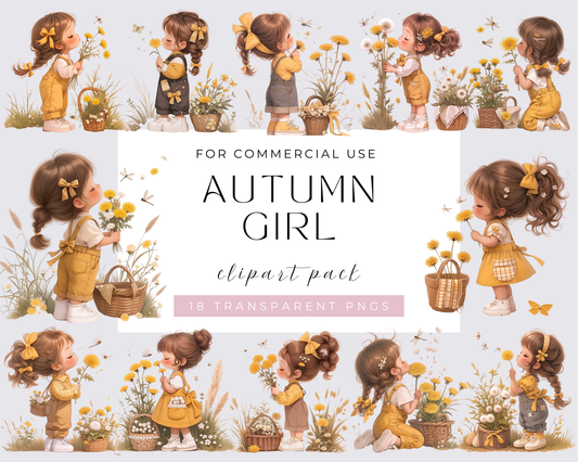 Watercolor Autumn Girls Collection Clipart, 18 PNG Quirky Girls Clipart, Thanksgiving, Fall Girls PNG, Cozy Fall, Quirky Girl, Commercial (Copy)