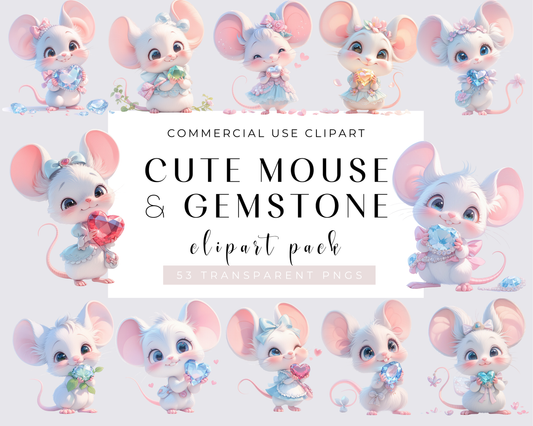 Quirky Mouse with Gemstone Clipart PNG, Quirky Animals, Sublimation Clip art Cute animals, Funny illustrations