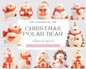 Christmas Polar Bear, Christmas Animals, PNG Clipart Bundle Whimsical Animal, Quirky Animals, Christmas graphics, Xmas illustration, Commercial use, Download