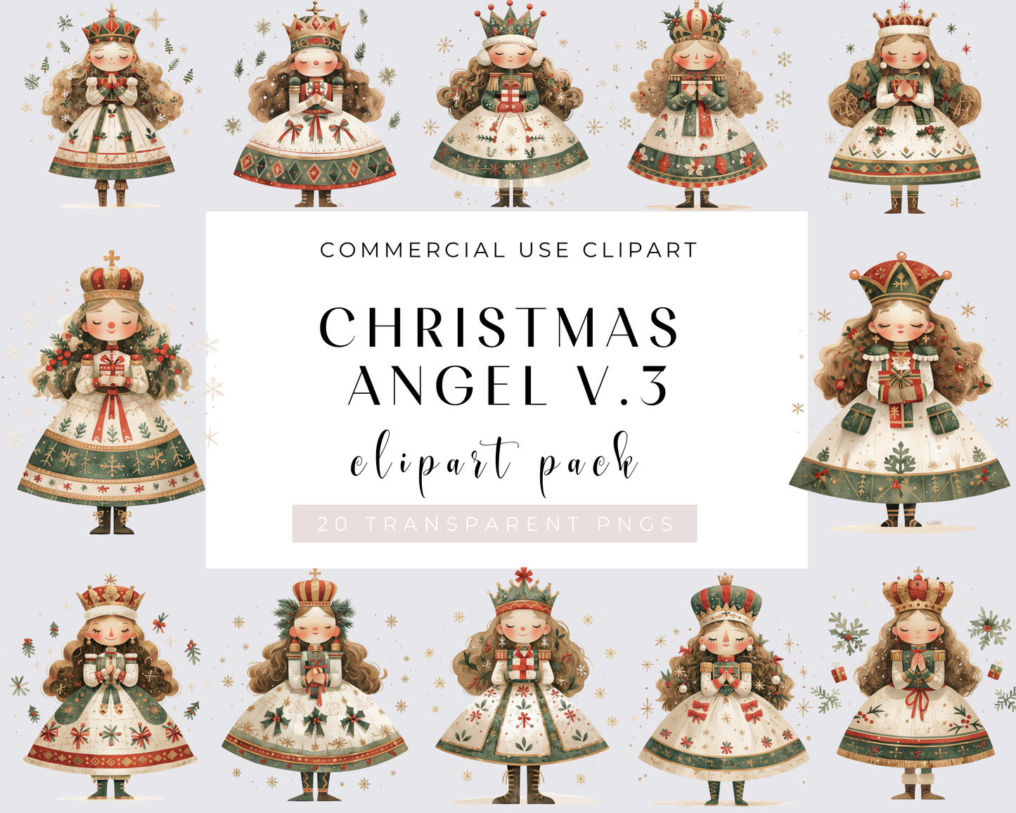 Christmas Angel, Cute Christmas, Vintage Christmas Angel Clipart - Antique Christmas Winter holiday Clipart 15 PNGs, Christmas clipart, Commercial use