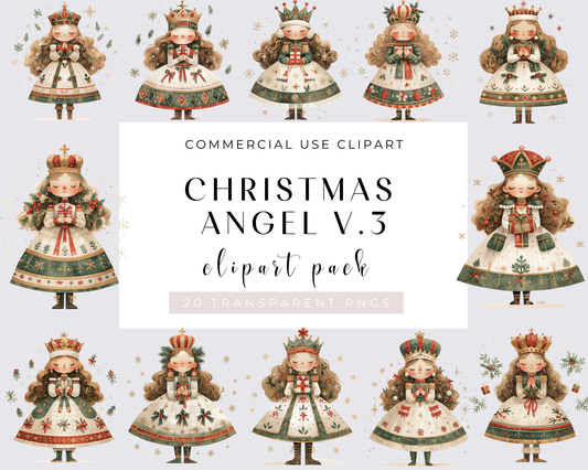 Christmas Angel, Cute Christmas, Vintage Christmas Angel Clipart - Antique Christmas Winter holiday Clipart 15 PNGs, Christmas clipart, Commercial use