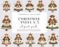 Christmas Angel, Cute Christmas, Vintage Christmas Angel Clipart - Antique Christmas Winter holiday Clipart 15 PNGs, Christmas clipart, Commercial use