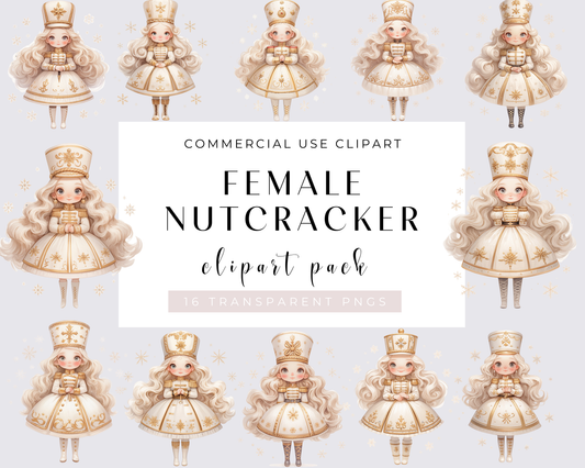 Nutcracker Clipart Christmas White Female Nutcracker Digital Nutcracker Christmas Illustration Nutcracker Holiday Art Nutcracker Illustration Winter Nutcracker Design Clipart