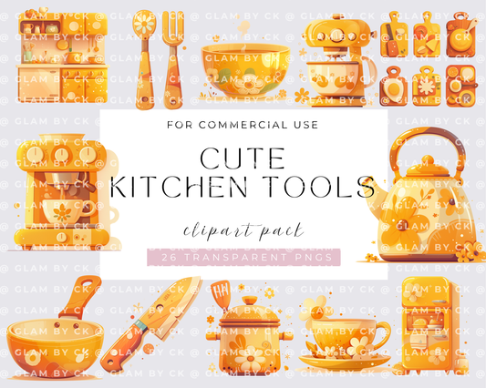 Watercolor cute kitchen tools Clipart, Watercolor Rustic Cooking Clipart bundle, Rustic vintage cottage Instant Download, Commercial Use