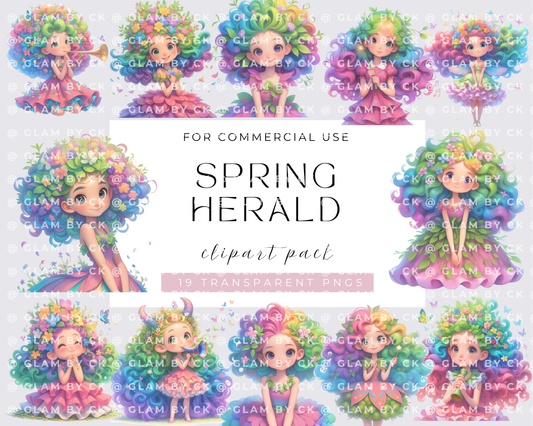 Quirky Spring herald Girl Clipart, Quirky Girl, Girl in pink, Commercial Use, Whimsical girl, Watercolor PNGs, Instant Download, Transparent