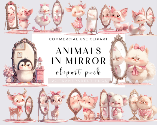 Quirky Animals in Mirror Clipart PNG, 22 Whimsical Animals, Silly Animals, Sublimation Clip art Cute animals Whimsy graphics Funny elongated