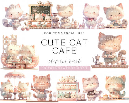 Cute cat cafe Clipart PNG, Whimsical Cats Kitten, Sublimation Clip art Cute animals, Funny illustrations, Cat lover