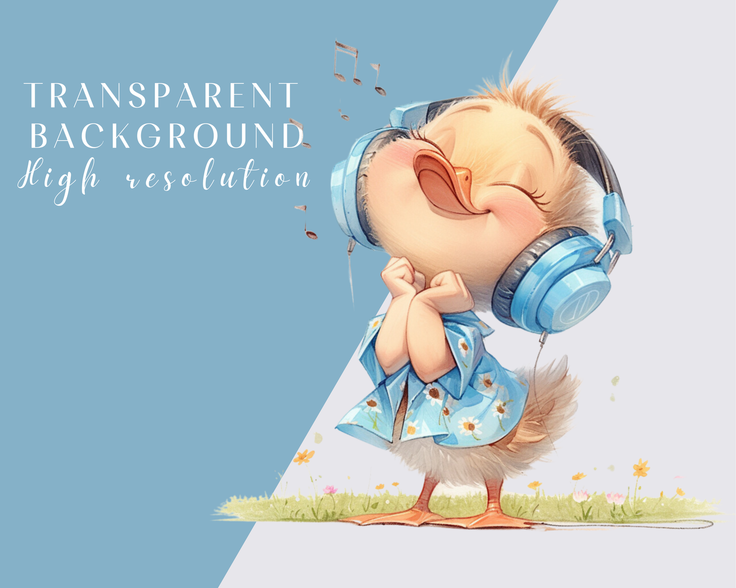 Watercolor Animals wear headphones Clipart, PNG Animals Clipart, Cute Baby Animals Bundle, Nursery Animals, Commercial Use