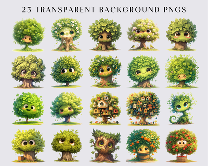 23 Watercolor Quirky Tree PNG Clipart Bundle, Famer clipart, Farm, Veggies clipart, Vegetables Illustrations | Commercial Use