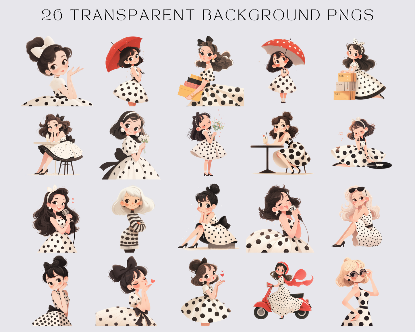 Quirky Retro Girl Clipart, Quirky Girl, Colorful girl, Commercial Use, Whimsical girl, Watercolor PNGs, Cute Girl, Download, Transparent