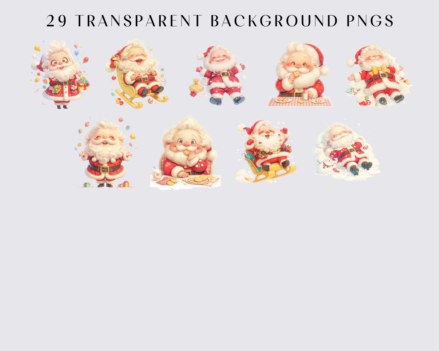 29 Quirky Santa Clipart, Santa Claus Art for Christmas Crafts and Decor | PNG Bundle | Digital Download | Sublimation Pack of Kawaii