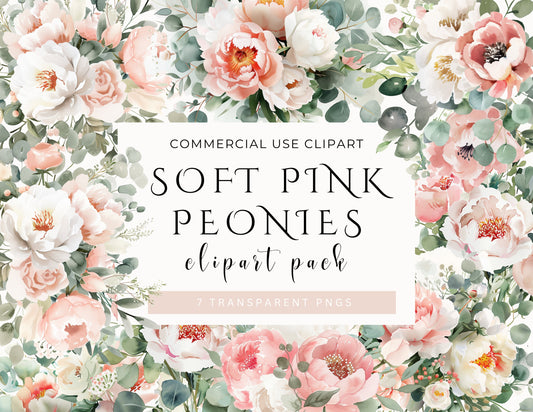 Soft pink Clipart - Watercolor Clipart - Floral Clipart - Wedding Clipart - Babyshower Clipart - Commercial use - Transparent PNG