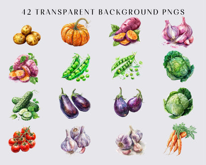 40 Watercolor Vegetables PNG Clipart Bundle, Famer clipart, farm, market clipart, Vegetable Illustrations, Farm Clipart | Commercial Use