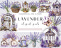 Watercolor Lavender Garden Clipart | Provence floral spring, Romance, 35 PNGs, Instant download, Transparent Background, Commercial use