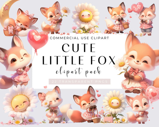 Watercolor Cute Baby Fox Clipart Bundle, Baby, 22 Transparent PNG, Nursery, Baby Shower, Printable, Scrapbooking, Crafts, Commercial use