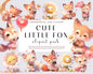 Watercolor Cute Baby Fox Clipart Bundle, Baby, 22 Transparent PNG, Nursery, Baby Shower, Printable, Scrapbooking, Crafts, Commercial use