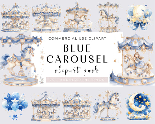 Carousel Watercolor Clipart, Carousel Horse, Carousel Nursery Art, Baby Shower, Carnival Clipart, Carousel Pony, Birthday Clipart, Horses