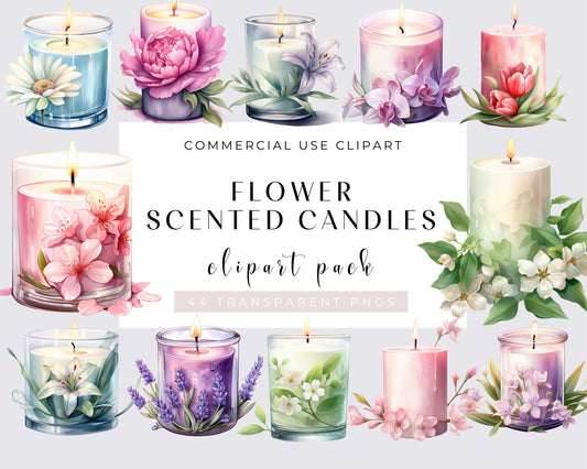 Scented Candle Watercolor Clipart Bundle, Transparent PNG, Digital Download, Home Decoration Card Making, Junk Journaling, Commercial Use