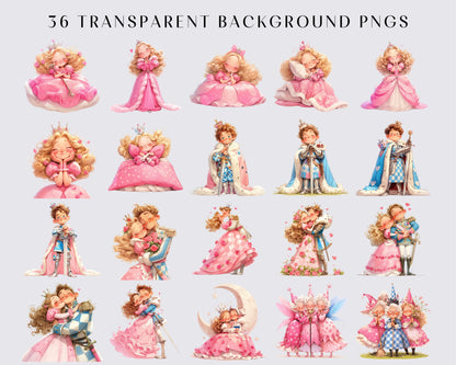 Sleeping princess, Fairytale Princess Clipart, Watercolor Fantasy Princess, Baby Princess, Fairytale Clipart, Baby Princess, Download