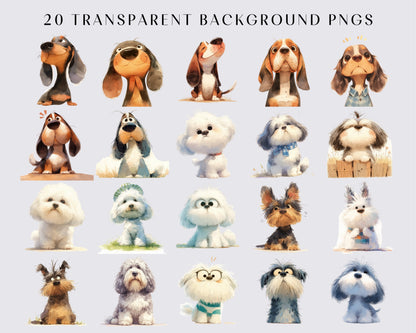 Cute And Funny Dog PNG Clipart Bundle | 20 High Quality Images | Commercial Use | Digital Download | Junk Journal | Paper Craft