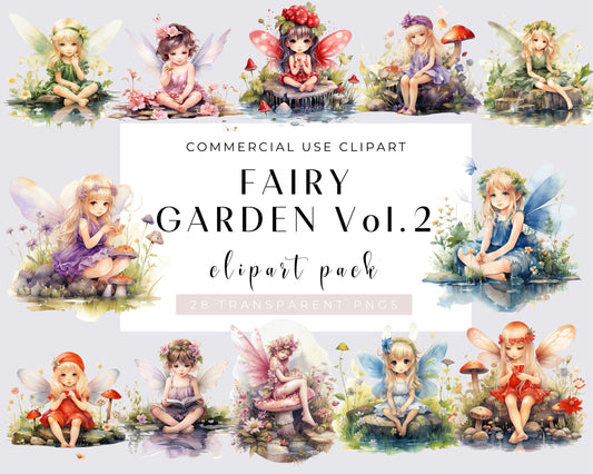 28 PNG Watercolour Fairy Garden Clipart, Enchanted Forest Fairy PNG Bundle, fairy tale graphics, Floral Little Fairies Fairyland Clip art