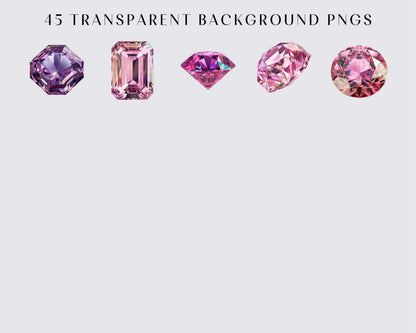 Gemstone Clipart - Mystical magic gems, Luxury diamond, 45 PNGs, Instant download for commercial use