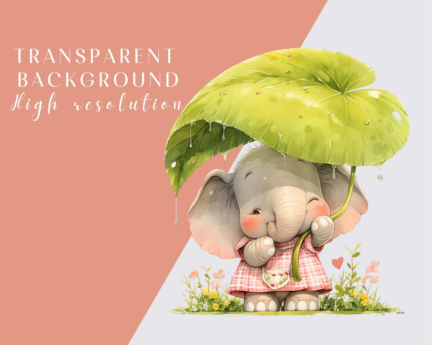 Watercolor Baby Animals & Green leaf Clipart, 30 PNG Animals Clipart, Cute Baby Animals Bundle, Nursery Animals, Commercial Use, Download