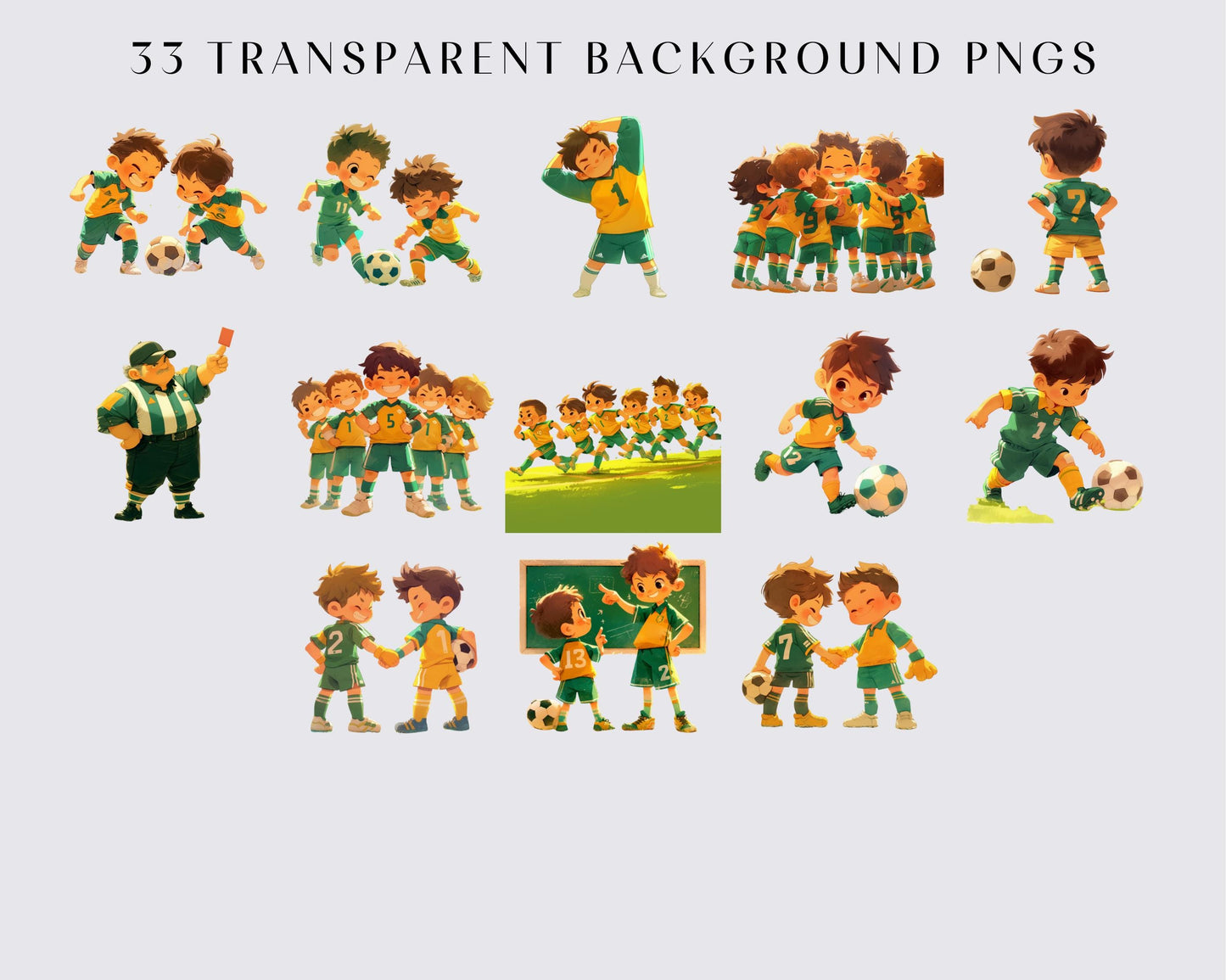 Watercolor Cute Football Player Clipart | 33 PNGs, Soccer, Fans, Uniform, Player, Ball, Sports, Champion, EURO | Download, Commercial