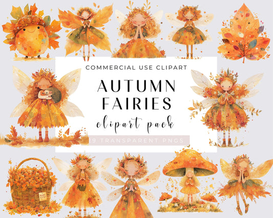 29 Autumn Fairy Clipart bundle PNG, Floral Fairy PNG, Fairy Illustration Autumn PNG, Digital Paper Craft, Sublimation, Commercial Use