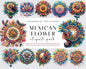 23 PNG Mexican Flowers Clipart bundle, Aztec Mexican Flowers clipart bundle, Mexican Florals clipart bundle, Commercial use