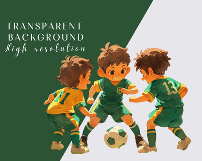 Watercolor Cute Football Player Clipart | 33 PNGs, Soccer, Fans, Uniform, Player, Ball, Sports, Champion, EURO | Download, Commercial