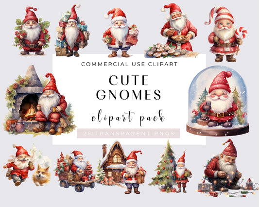 28 Gnome clipart bundle, Cute Gnome clipart, Gnome PNG, Gnome graphics, Gnome sublimation, Whimsical gnome, Christmas clipart