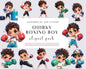 26 Quirky Boxing Boy Clipart, Whimsical Boy, Quirky Boy, White Boy, Cool Boy, Sport Watercolor PNGs, Instant Download, Transparent